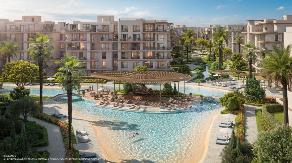 The Lakes at SODIC East Crystal Water Lagoons & Architecture
